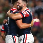 SYDNEY, AUSTRALIA - SEPTEMBER 22: James Tedesco of the Roosters celebrates winning the NRL Preliminary Final match between the Sydney Roosters and the South Sydney Rabbitohs at Allianz Stadium on September 22, 2018 in Sydney, Australia. (Photo by Cameron Spencer/Getty Images)